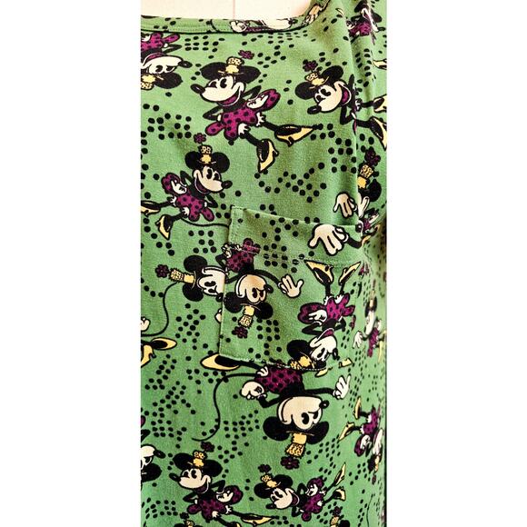 Lularoe Women's Carly Disney Minnie Mouse Print Pullover Midi Dress Size S Green - Picture 3 of 4